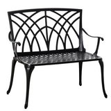 Outsunny 2-Seater Cast Aluminium Garden Bench with High Back & Armrests – Outdoor Loveseat for Patio & Balcony