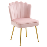 Pink velvet-feel shell accent chair with metal legs