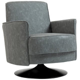 HOMCOM Upholstered 360° Swivel Accent Chair with Thick Padding and Pocket Springs – PU Leather Armchair, Grey