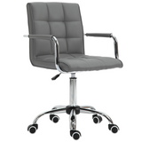 Vinsetto Mid Back PU Leather Office Chair with Armrests and Wheels – Height Adjustable Swivel Desk Chair, Grey