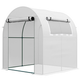 Outsunny 180 x 180 x 200cm Walk-In Polytunnel Greenhouse with Roll-Up Door and Window, PE Cover, White