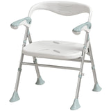 HOMCOM Foldable Shower Chair with Flip-Up Armrests, Adjustable Height & Non-Slip Feet, 136 kg