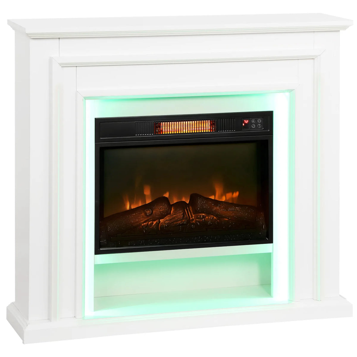 HOMCOM 1800W Electric Fireplace with Multicolour LED Flame Effect, Thermostat & Timer – Remote Control, White