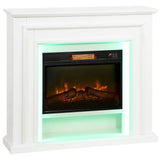 HOMCOM 1800W Electric Fireplace with Multicolour LED Flame Effect, Thermostat & Timer – Remote Control, White