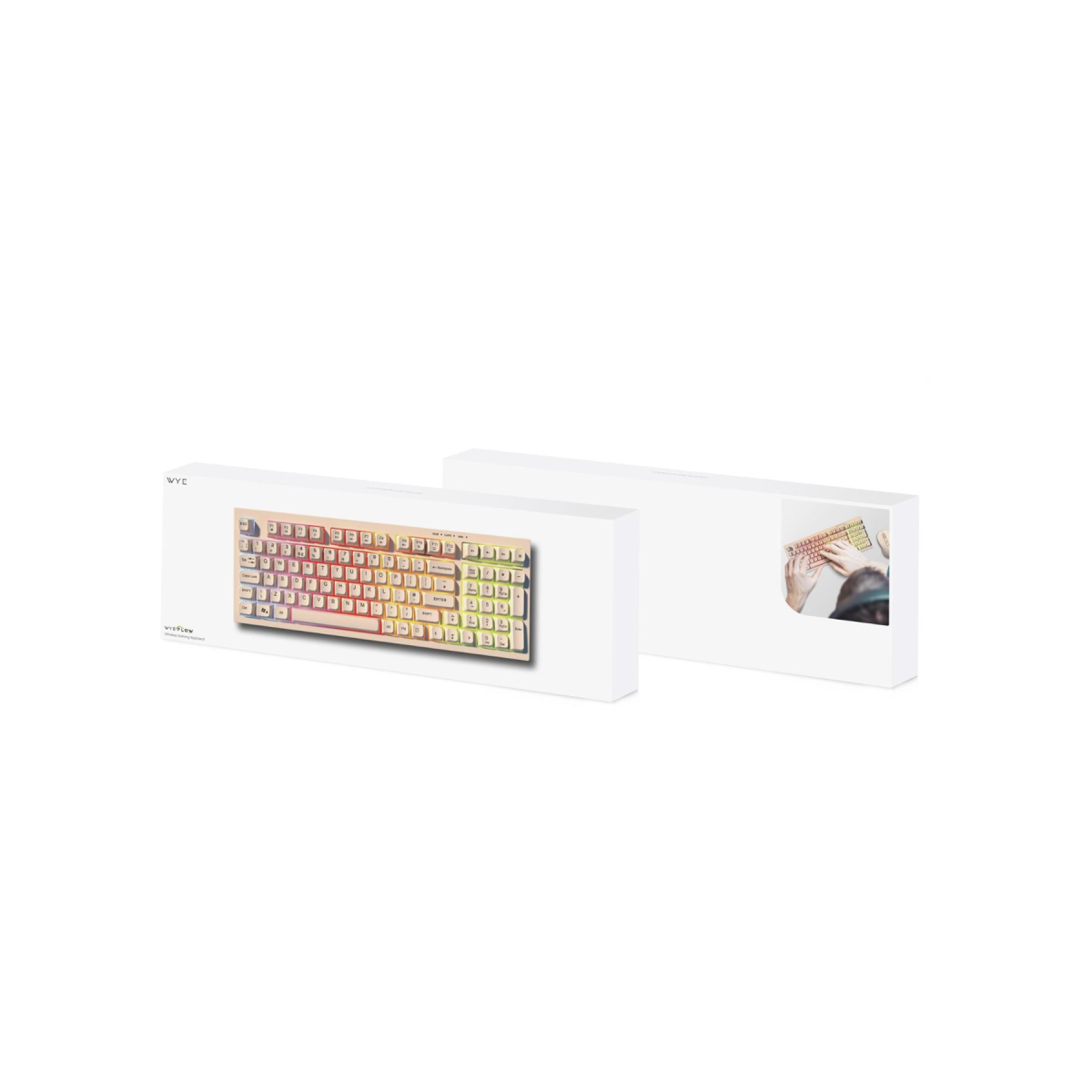 WYEFLOW Wireless Gaming Keyboard with RGB Backlight, 98 Keys & 2.4G – Compact Workspace Keyboard, Beige