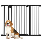 PawHut Adjustable Safety Gate with 2 Extensions and 4 Screws – Pet Gate for Doors and Stairs, Black