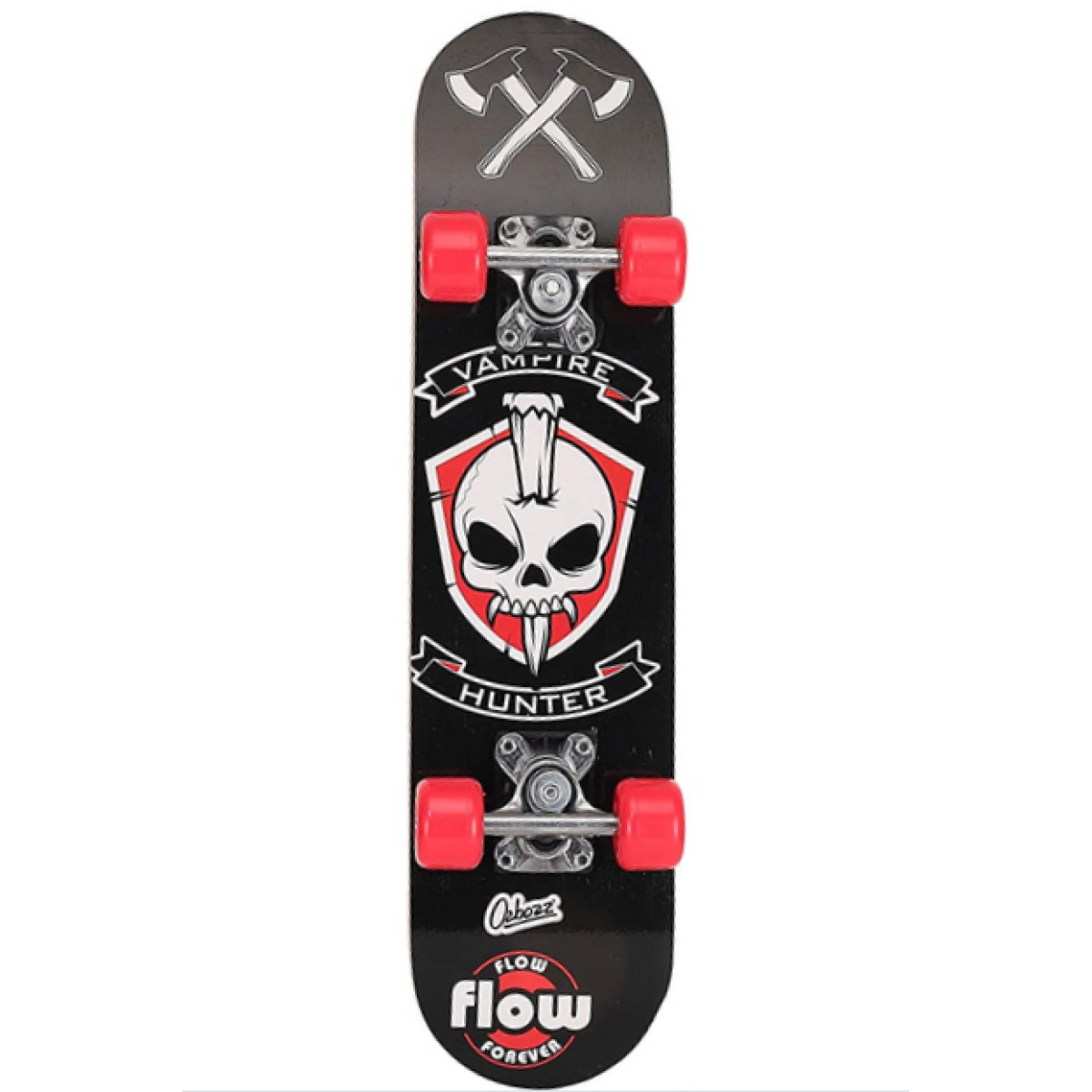 Ozbozz 24" Wooden Maple Skateboard with Red Wheels – Graphic Deck Skateboard