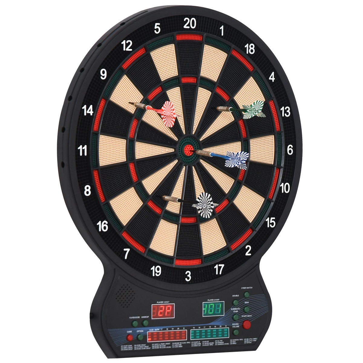 HOMCOM Electronic Dartboard with LED Digital Scoring, 27 Games & 12 Soft Darts – Ready-to-Play, Up to 8 Players