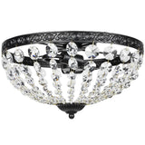 HOMCOM Vintage 2-Light Crystal Chandelier Flush Mount Ceiling Light with 168 Octagonal Beads – Black