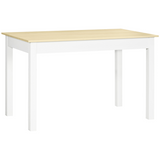 HOMCOM Dining Table for 4 to 6 People with Thick Legs and Non-Slip Feet – Kitchen Table, Oak Wood Grain