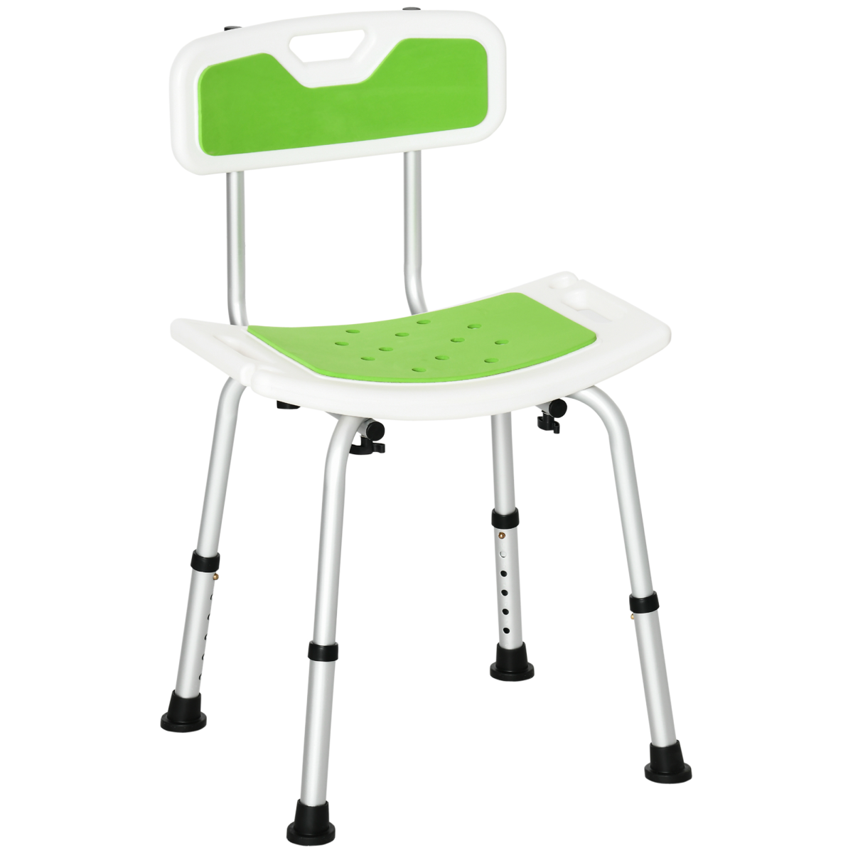 HOMCOM Adjustable Shower Stool with Back and Anti-Slip Feet – Aluminium Bath Seat for Elderly and Disabled