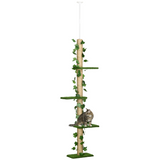 242cm Adjustable Floor-to-Ceiling Cat Tree with Jute Scratching Post and Anti-Slip Kit – Tall Cat Tower, Green