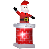 HOMCOM 7ft Christmas Inflatable Santa Claus Climbing from Chimney with LED Lights – IP44 Outdoor Decoration