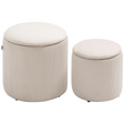 Cream fabric storage ottomans set of 2