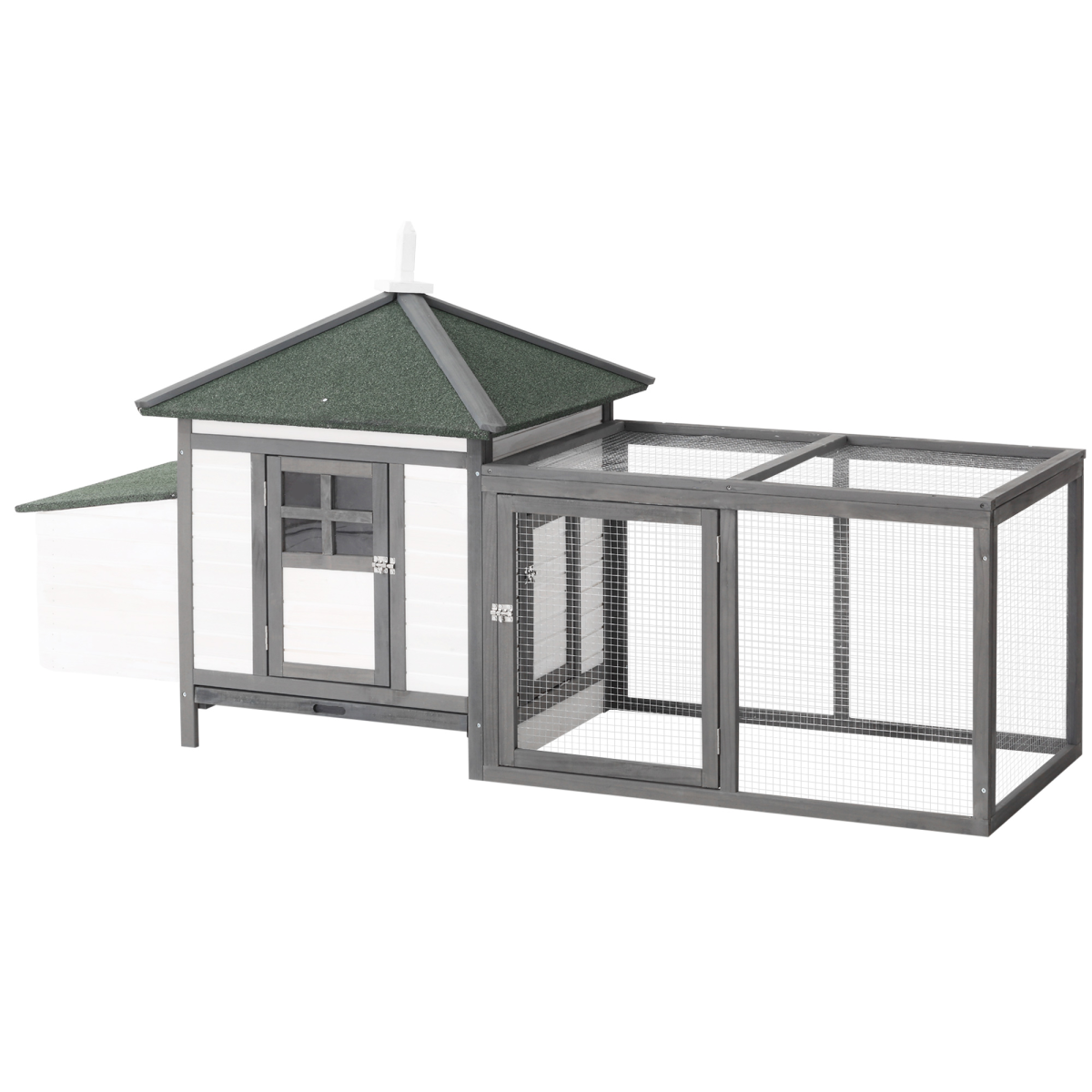 PawHut Wooden Chicken Coop with Nesting Box & Outdoor Run – Small Animal Cage for Backyard