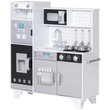 AIYAPLAY Kids Play Kitchen with Sounds, Ice and Coffee Maker, Microwave and Utensils – Role Play, Ages 3-6
