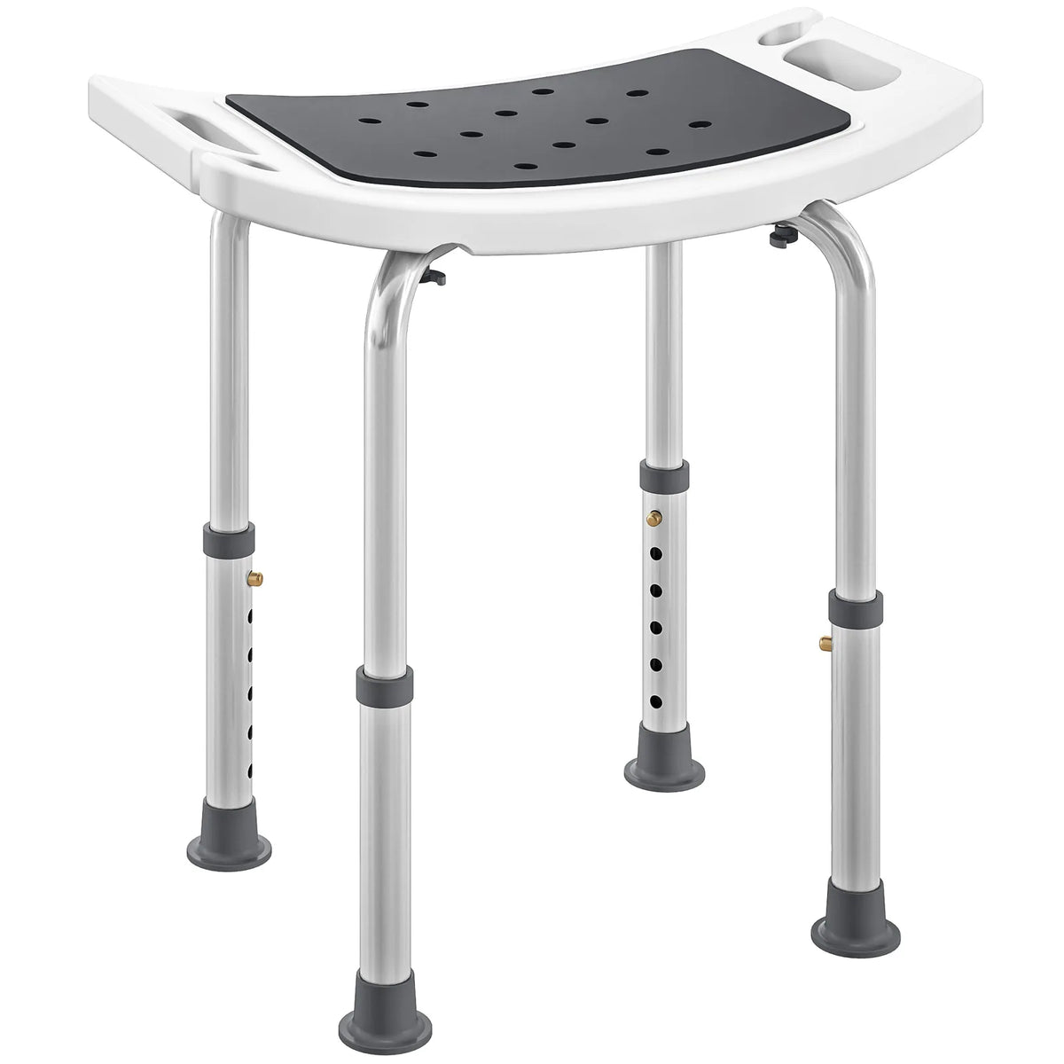 HOMCOM Height Adjustable Shower Chair with Aluminium Frame, Non-Slip Feet and Padded EVA Seat, Grey