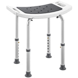 HOMCOM Height Adjustable Shower Chair with Aluminium Frame, Non-Slip Feet and Padded EVA Seat, Grey