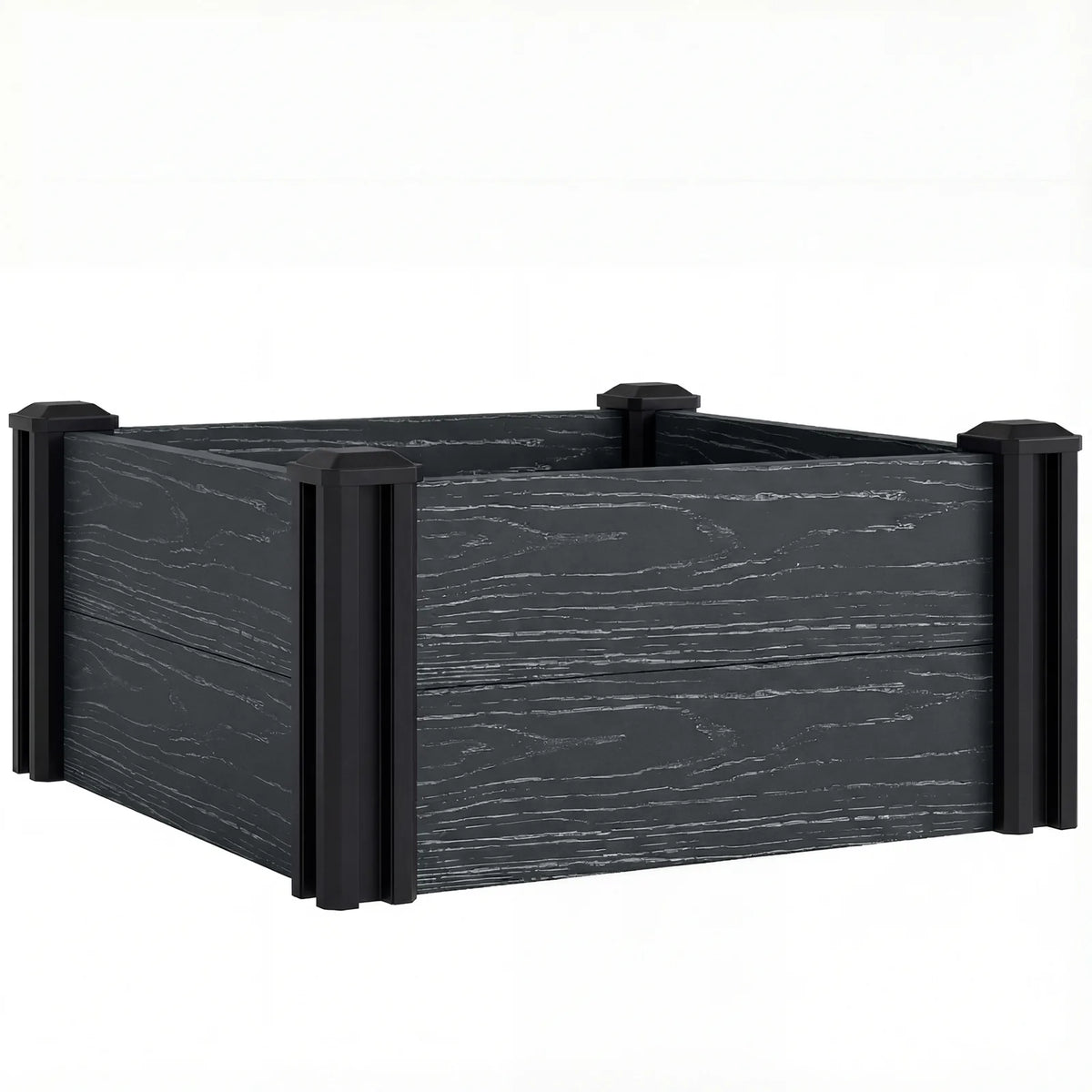 Outsunny Vinyl Raised Garden Bed Kit with Slotting Legs and Open Bottom – Modular 2 x 2 x 1ft Planter, Dark Grey