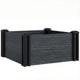 Outsunny Vinyl Raised Garden Bed Kit with Slotting Legs and Open Bottom – Modular 2 x 2 x 1ft Planter, Dark Grey