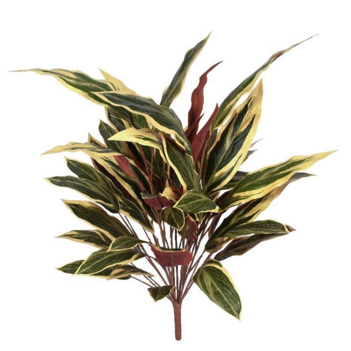 Leaf Fire Retardant Artificial Caladium Bush with White Edge Foliage – Maintenance-Free Greenery, 90cm