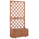 Outsunny Wooden Flower Box Planter with Back Net Board – Fir Wood Garden Display for Plants and Climbers