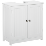 kleankin Under-Sink Storage Cabinet with Adjustable Shelf and Pipe Cut-Out – Bathroom Organiser, White