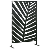 Outdoor Privacy Screen with Banana Leaf Design, 3-Panel Steel Frame – Garden & Patio Divider, Black