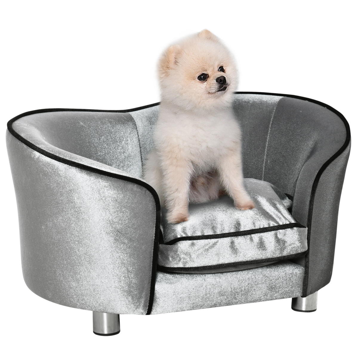 Pawhut Modern Dog Sofa Bed with Removable Cushion & Storage Pocket – Pet Lounge for Small Dogs and Cats
