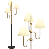 HOMCOM 3-Light Floor Lamp, 165 cm Tall Standing Lamp with Foot Switch