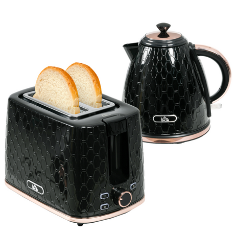 HOMCOM black kettle and 2-slice toaster set