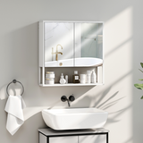 Wall Mounted Bathroom Mirror Cabinet with Soft-Close Doors & Adjustable Shelf – Storage Cupboard, White