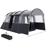 Outsunny 8-Person Tunnel Tent with 4 Large Windows & Removable Inner Walls – Family Camping Tent, Dark Grey