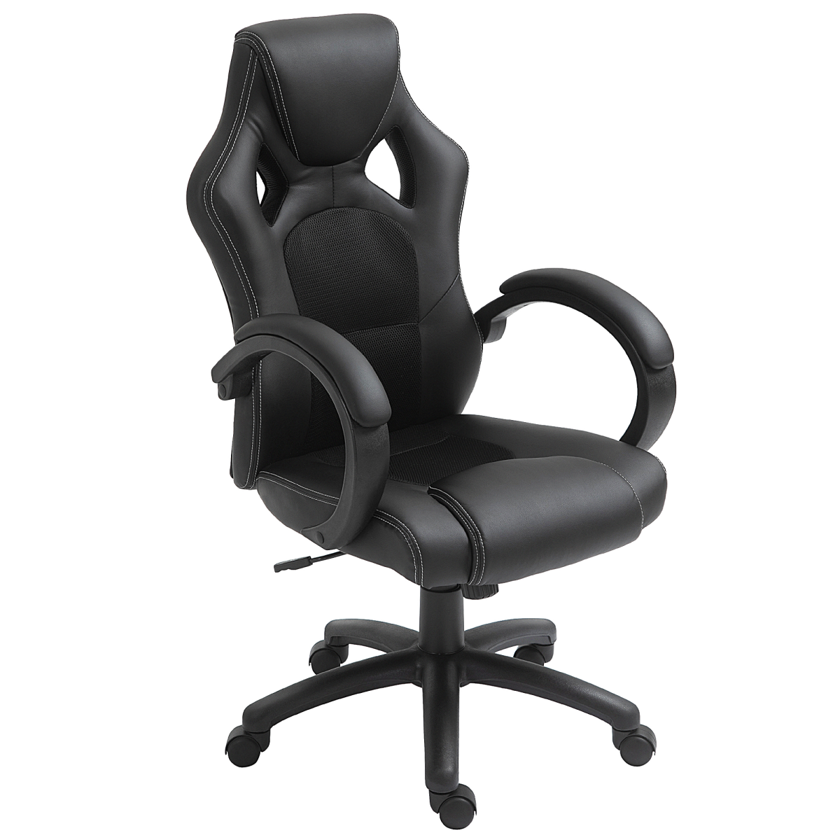 Vinsetto Executive Racing Gaming Chair with Adjustable Height and 360° Swivel – PU Leather Desk Chair, Black