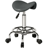 HOMCOM Salon Saddle Stool with Adjustable Height & Swivel Wheels – Massage, Spa & Beauty Chair, Grey