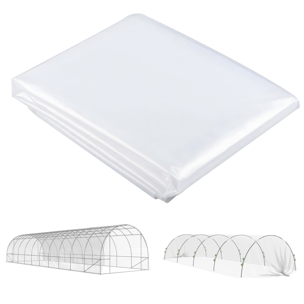 Outsunny 6x10m Clear Polytunnel Greenhouse Cover, Heavy-Duty 150um (6mil) UV5% Waterproof Plastic
