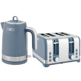 HOMCOM Sleek Textured Kettle and 4-Slice Toaster Set with Otter Thermostat – 1.7L 3000W Kettle, Blue