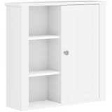 HOMCOM Modern Wall-Mounted Bathroom Cabinet with Adjustable Shelves and Open Side Storage – Space-Saving, White