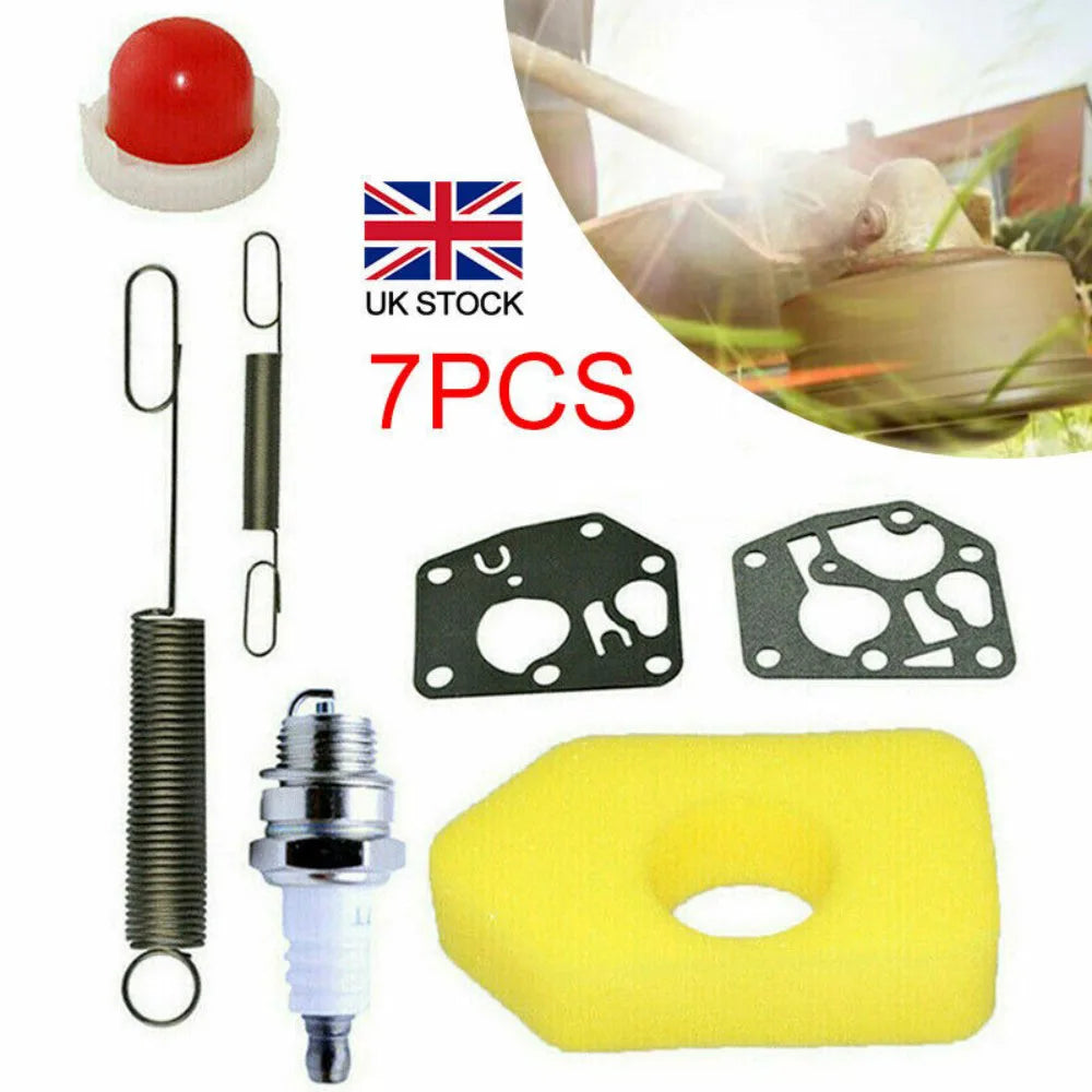 7-Piece Lawn Mower Service Kit for Briggs & Stratton Classic & Sprint Engines – Spring, Pump, Filter, Plugs