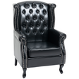 Black Chesterfield tufted wingback armchair
