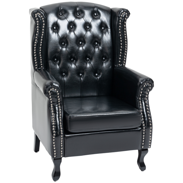 Black Chesterfield tufted wingback armchair