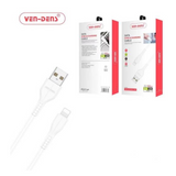 Ven-Dens USB-A to Lightning Data Sync and Fast Charging Cable – 1 Metre, White, Heat Resistant