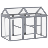 PawHut Wooden Chicken Run with Combinable Design, Lockable Doors & Mesh Wire – Coop for 1–3 Chickens, Grey