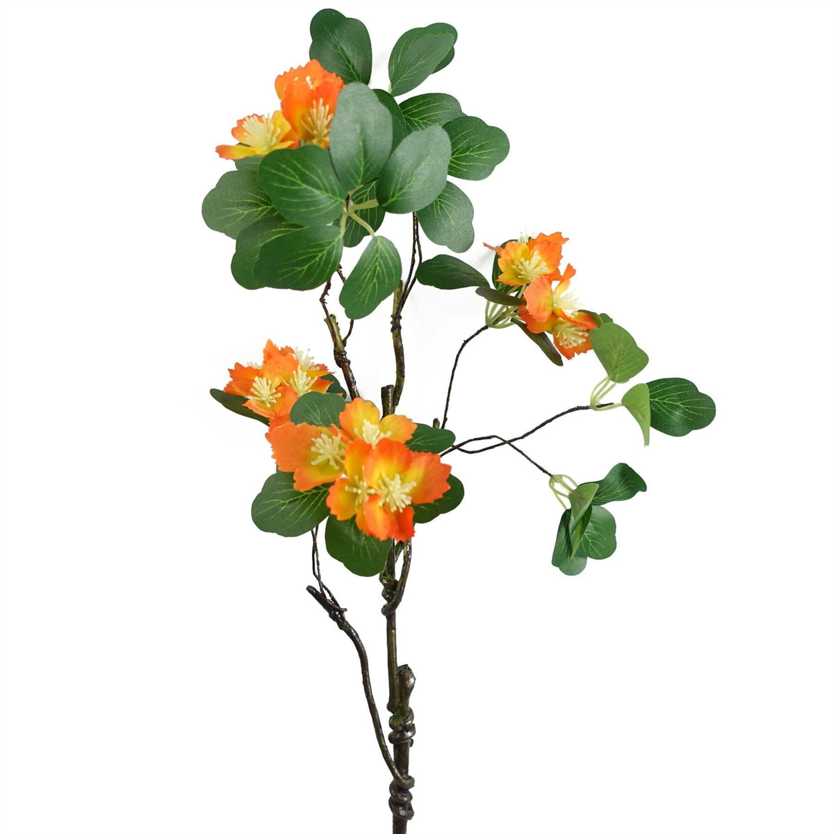 Leaf 60cm Artificial Flower Foliage Spray with Silk Flowers and Wired Stem – Orange
