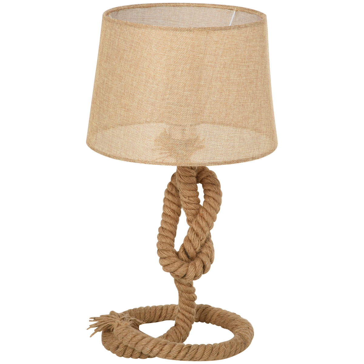 HOMCOM Hemp Rope Table Lamp with Linen Shade – Beige
