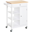 HOMCOM white kitchen storage trolley on wheels