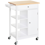HOMCOM white kitchen storage trolley on wheels