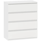 HOMCOM Chest of 4 Drawers with Anti-Tipping Hardware – Classic Bedroom Storage Unit, White