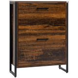 HOMCOM rustic brown flip door shoe cabinet