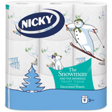 Nicky Snowman and Snowdog 3-Ply Toilet Rolls, 9 Rolls – Festive Christmas Bathroom Tissue, FSC Certified